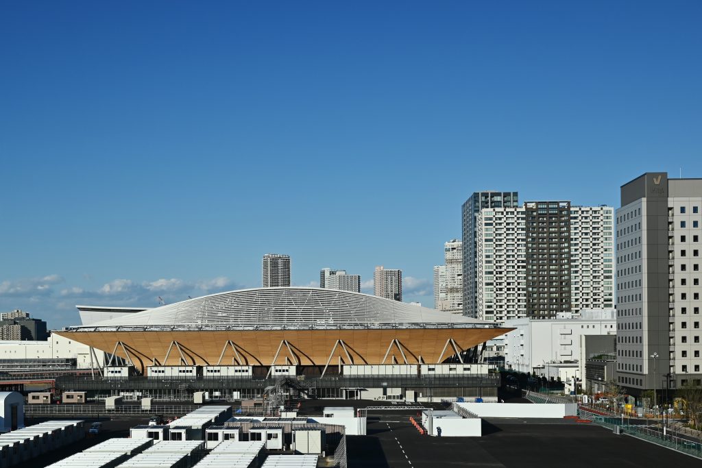 This photo taken on March 24, 2020 shows the Ariake Gymnastics Center, a venue for the 2020 Tokyo Olympics, in Tokyo, the day before the historic decision to postpone the 2020 Tokyo Olympic Games. (AFP)