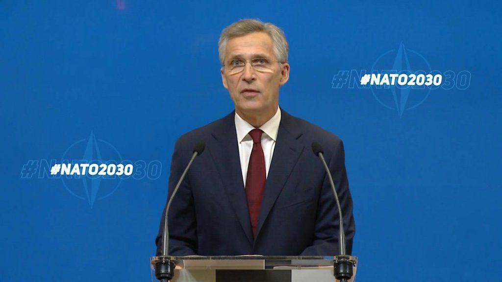 NATO Secretary-General Jens Stoltenberg in an online speech laying out his vision of NATO for 2030. (File photo/AFP)