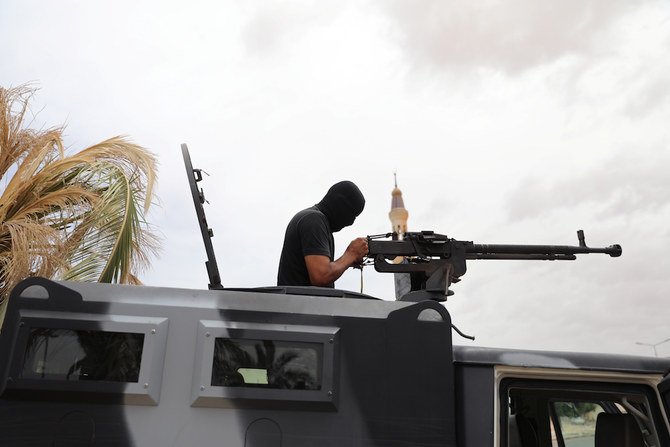Security forces loyal to Libya's Government of National Accord in Tarhouna city. last week. The troops are being heavily backed by Turkey. (Reuters)