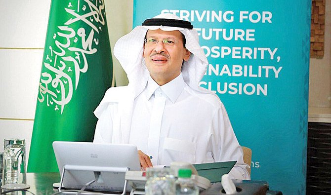 Prince Abdul Aziz bin Salman, Saudi energy minister, and chairman of King Abdullah Petroleum Studies and Research Center (KAPSARC), speaks during a virtual conference on Monday. (Supplied)