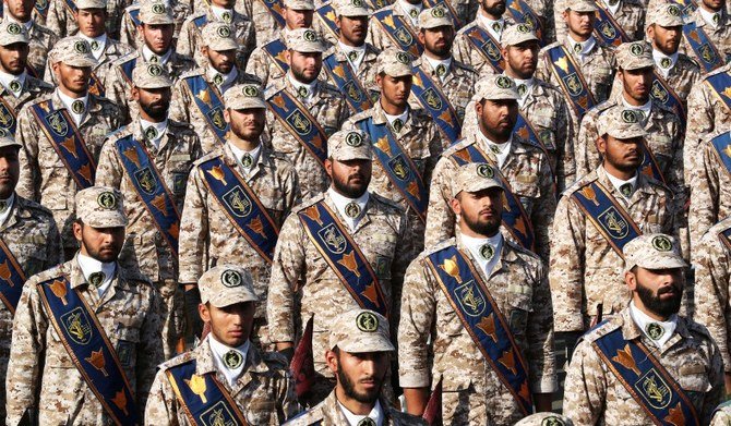 Iranian armed forces members march during the National Army Day parade in Tehran on Sept. 22, 2019. (Iranian Presidency website/Handout via Reuters)