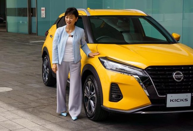 Asako Hoshino, Executive officer, executive vice president of Nissan test driving the new Kicks. (Nissan)