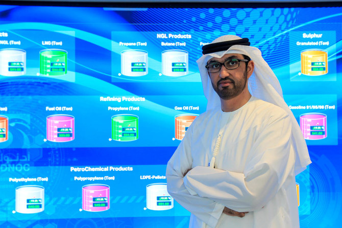Sultan Ahmed Al Jaber, UAE Minister of State and the Abu Dhabi National Oil Company (ADNOC) Group CEO at ADNOC’s headquarters in Abu Dhabi, UAE, December 10, 2019. (Reuters)
