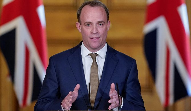 British Foreign Secretary Dominic Raab condemned the Houthi attacks, “which cast further doubt on their claims to want peace.” (File/Reuters)