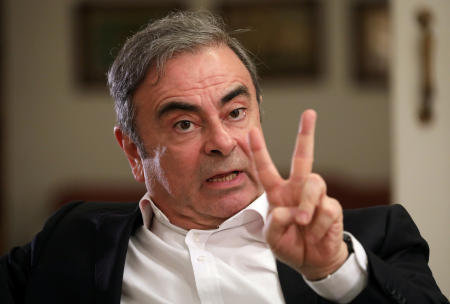 Former Nissan chairman Carlos Ghosn talks during an exclusive interview with Reuters in Beirut, Lebanon, on January 14, 2020. (Reuters)