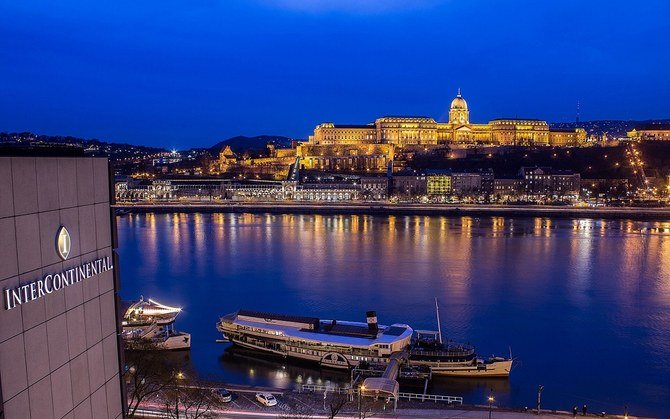 InterContinental Budapest, above, overlooks the Danube river and landmarks such as Széchenyi Chain Bridge, the former Royal Palace and the Parliament Building. (Courtesy InterContinental Budapest)