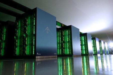 This picture taken on June 16, 2020 shows Japan's Fugaku supercomputer at the Riken Center for Computational Science in Kobe, Hyogo prefecture. (AFP)