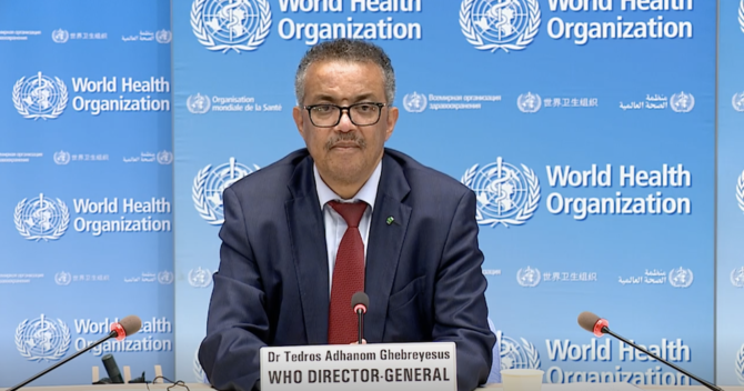 WHO Director-General, Dr. Tedros Adhanum, said the decision to limit hajj pilgrims is in accordance with the organization’s guidelines to reduce the risk of infection. (Screengrab)