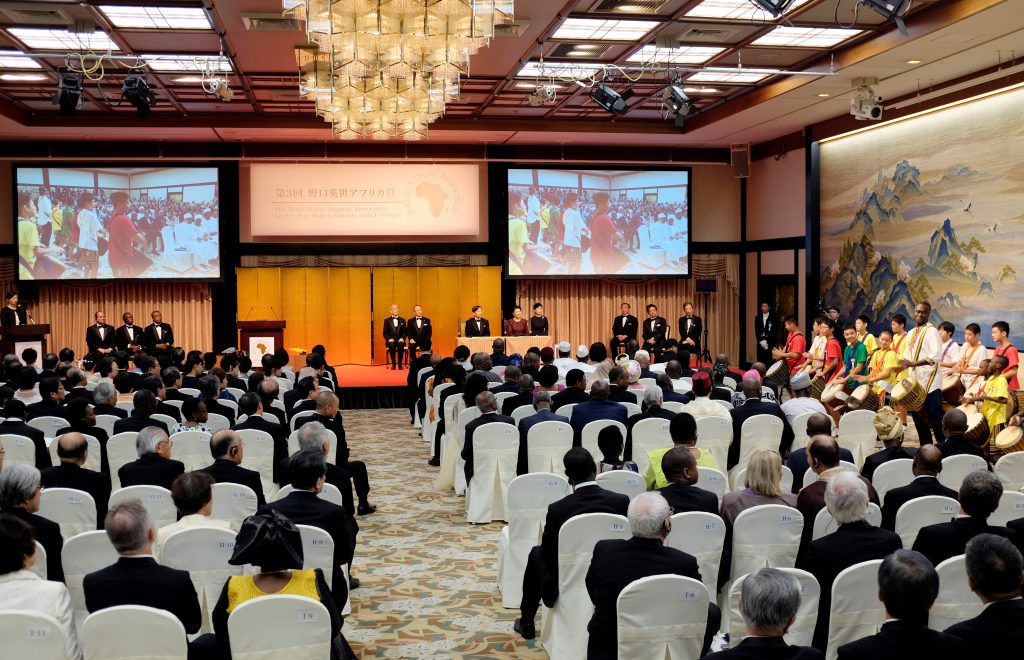 This picture shows a general view of the awards ceremony of the Third Hideyo Noguchi Africa Prize in Tokyo on August 30, 2019 on the sidelines of the Tokyo International Conference on African Development (TICAD). (AFP)