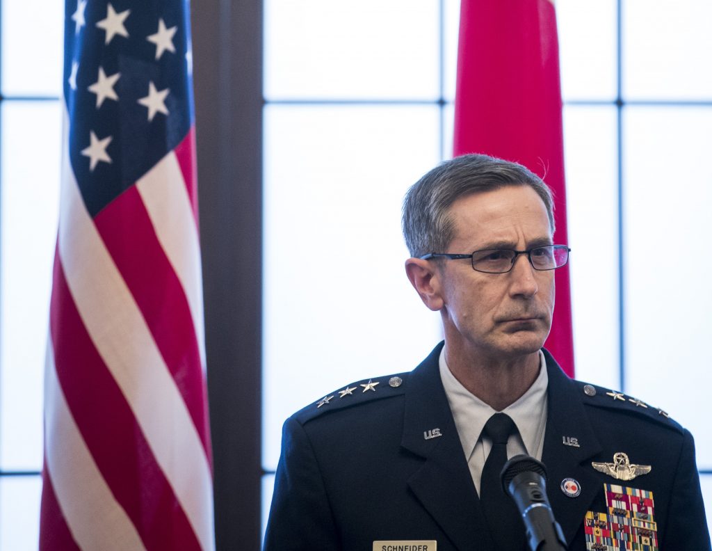 Commander of the US Forces in Japan (USFJ), Lieutenant General Kevin Schneider. (AFP)