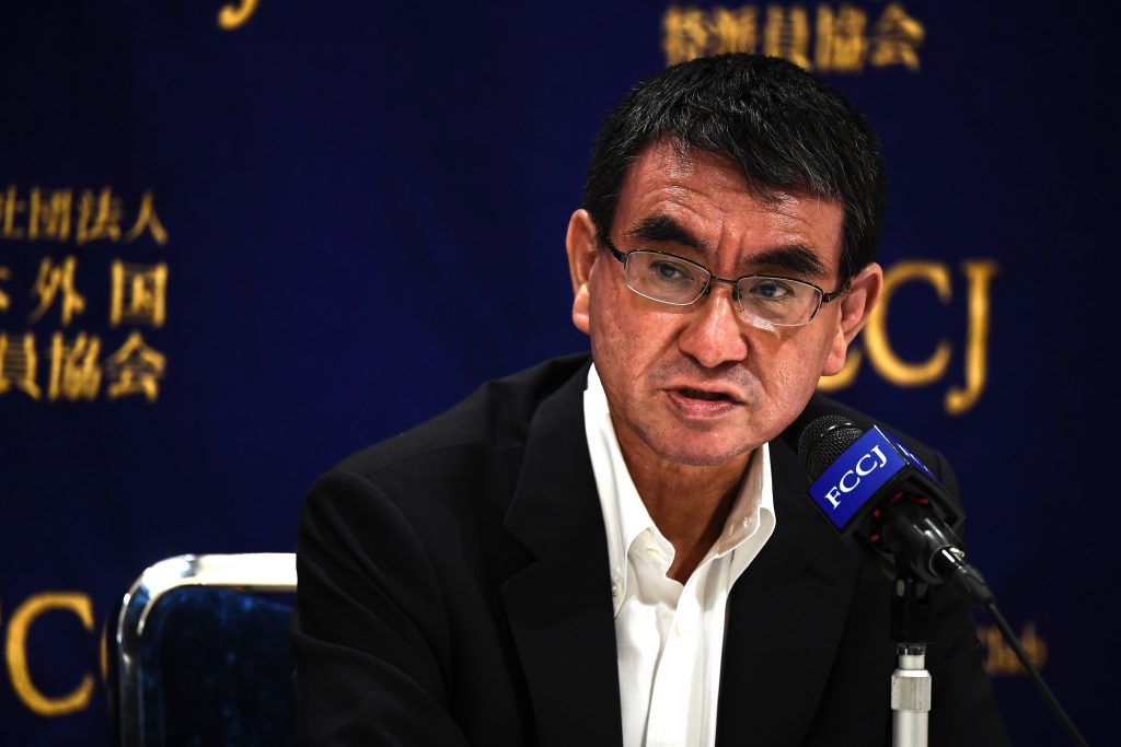 Japan's Defence Minister Taro Kono said that there are several problems with measures taken by US forces in Japan to prevent the spread of COVID-19. (AFP)