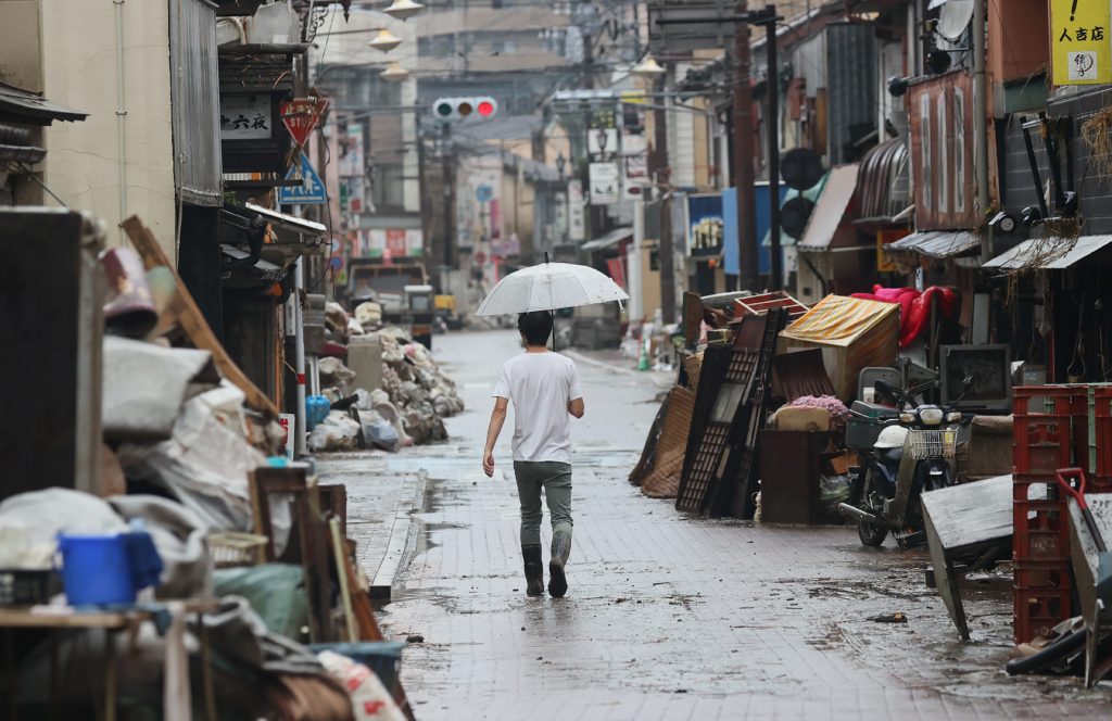 Students in the severely-damaged southern part of the prefecture in the Kyushu region returned to school after a week of closure. (AFP)