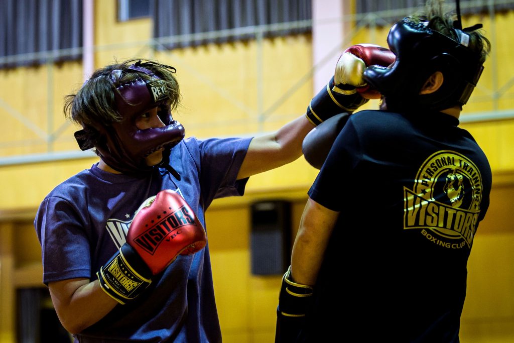 Japanese boxer and nurse Arisa Tsubata training at a hospital's gymnasium in Saitama on June 4, 2020. (AFP) 