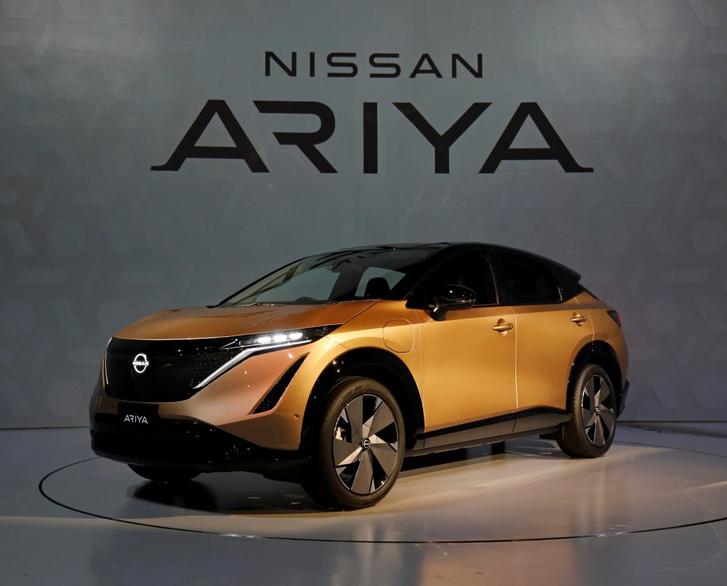 Nissan Motor Corp. displays its new Ariya all-battery SUV during a press preview, ahead of the world premiere, at Nissan Pavilion in Yokohama, south of Tokyo, Japan July 14, 2020. (File photo/Reuters)