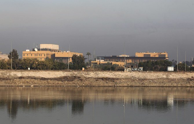 A general view shows the US embassy across the Tigris river in Iraq's capital Baghdad on January 3, 2020. The US embassy in Baghdad urged American citizens in Iraq to 