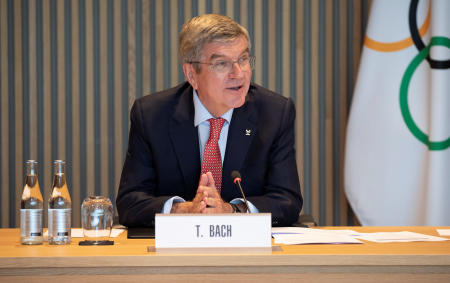 Thomas Bach, President of the International Olympic Committee (IOC) attends a meeting of IOC's executive board. (Reuters)