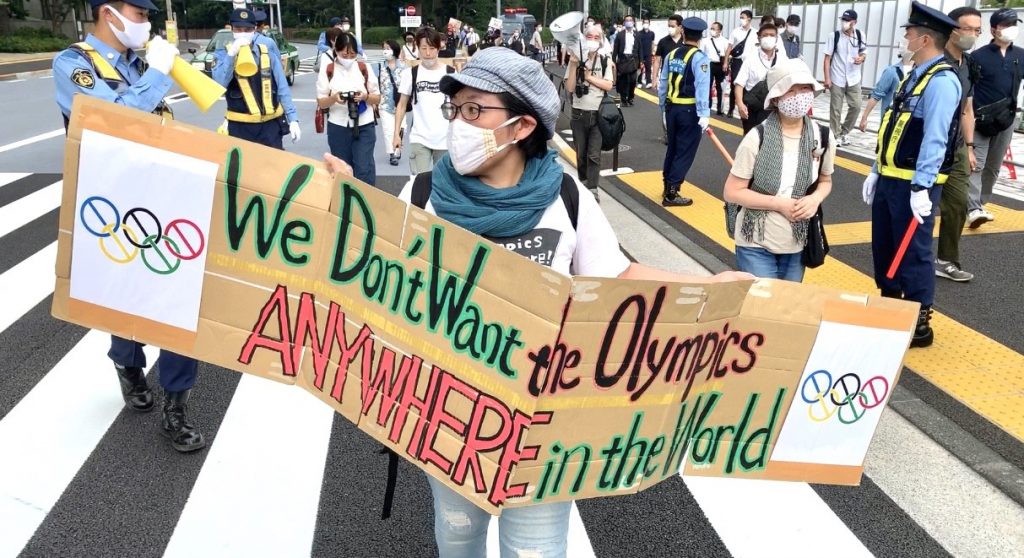 Protestors in Tokyo called for the Olympics to be stopped completely. (AN Photo)