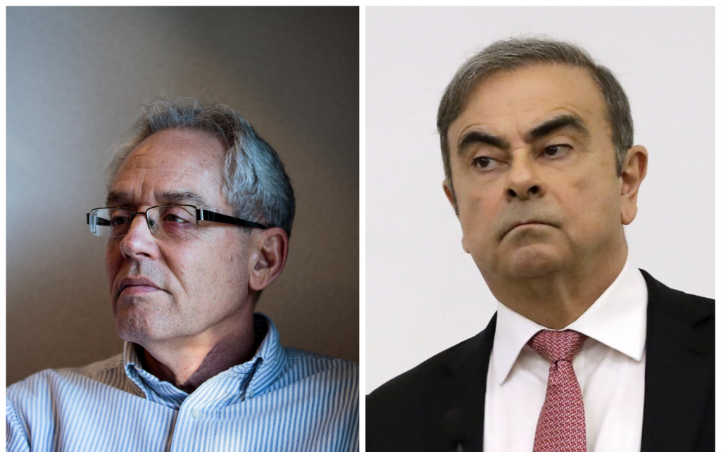The Tokyo District Court decided to hold the first hearing for Nissan Motor Co. and former director Greg Kelly (L) on Sept. 15, the first hearing was initially arranged for April to coincide with that of Ghosn (R), but he fled to Lebanon. (File Photos: AFP)