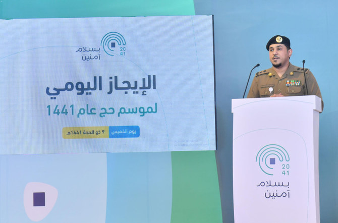 Lt. Col. Talal Al-Shalhoub, security spokesman for the Ministry of Interior, fields question from the media during a joint press conference in Makkah on Thursday. (SPA)