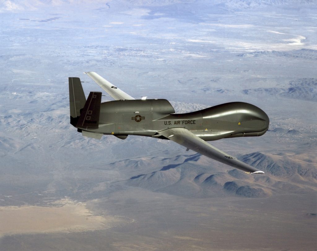 This undated US Air Force file photo released on June 20, 2019 shows a photo of a RQ-4 Global Hawk unmanned surveillance and reconnaissance aircraft. (AFP)