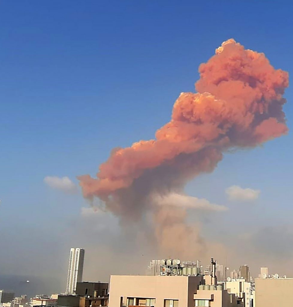 A picture shows the scene of a huge explosion that rocked the Lebanese capital Beirut on August 4, 2020. A large explosion rocked the Lebanese capital Beirut on Tuesday. (File photo/AFP)