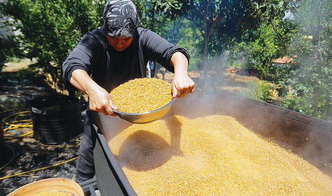 The blast at Beirut port left Lebanon with less than a month’s reserves of grain. (AFP)