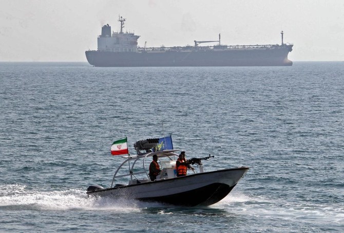 Iran’s state TV quoted a ministry statement as saying that the Emirati ship was seized by Iran’s coast guards and its crew were detained due to illegal traffic in Iranian waters. (File/AFP)