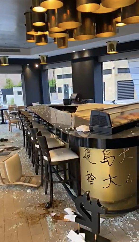 The aftermath of the August 4 Beirut explosion on the Japanese restaurant Osaka Sushi lounge in the Kantari area located in the Hamra district of Beirut, Lebanon. (Supplied)