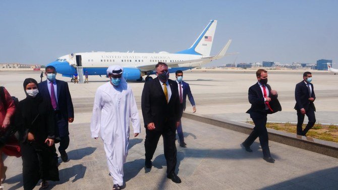 Mike Pompeo arrives in the UAE on Aug. 26. (@SecPompeo)