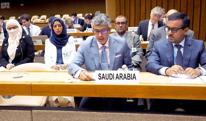 Saudi Arabia’s UN ambassador called for an extension of the arms embargo on Iran in a session. (File/SPA)