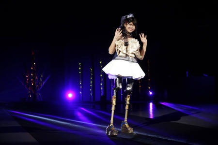 Erina Yuguchi participates in the Amputee Venus fashion show in Tokyo on Tuesday. (AP)