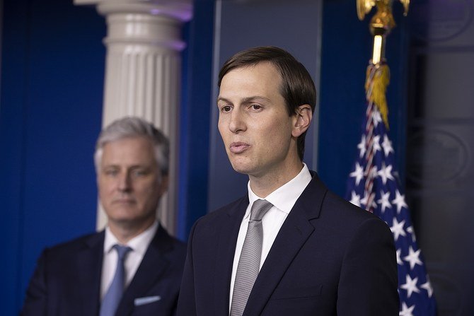Senior Advisor to President Donald Trump and son-in-law Jared Kushner speaks during a press briefing at the White House as National Security Advisor Robert O'Brien listens on August 13, 2020 in Washington, DC. (File/AFP)