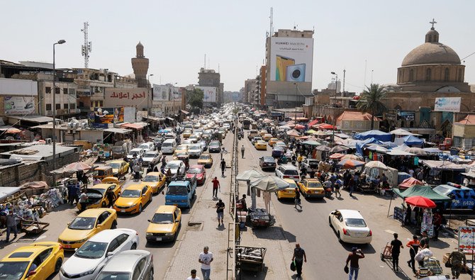 A general view of traffic, after the lockdown measures following the outbreak of the coronavirus disease (COVID-19) were partially eased, in Baghdad. (REUTERS)