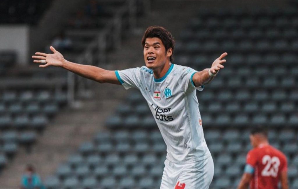 Japanese footballer Hiroki Sakai showed his support towards Lebanon in an Olympique de Marseille game against Nimes Olympique on Sunday.