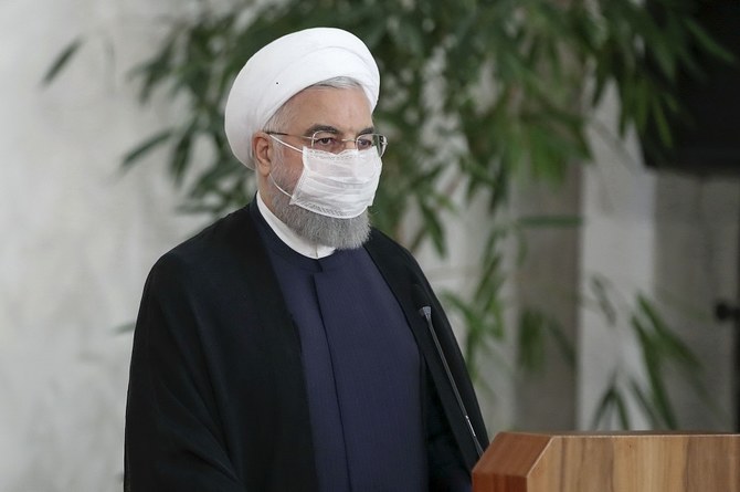 The Iranian president acknowledged it was not only the pandemic that had affected the country’s economy, but also a drop in oil price in 2014 and the imposition of sanctions in 2018. (File/AFP)