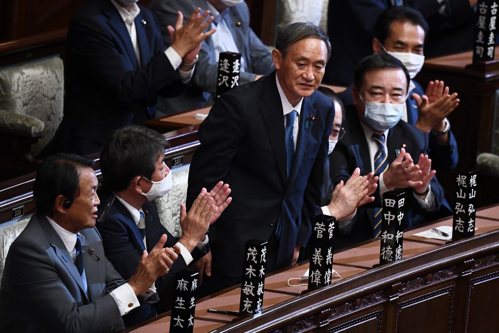 In his letter, Suga expressed gratitude for Moon's letter and emphasized that Japan and South Korea are important neighbors for each other. (AFP)