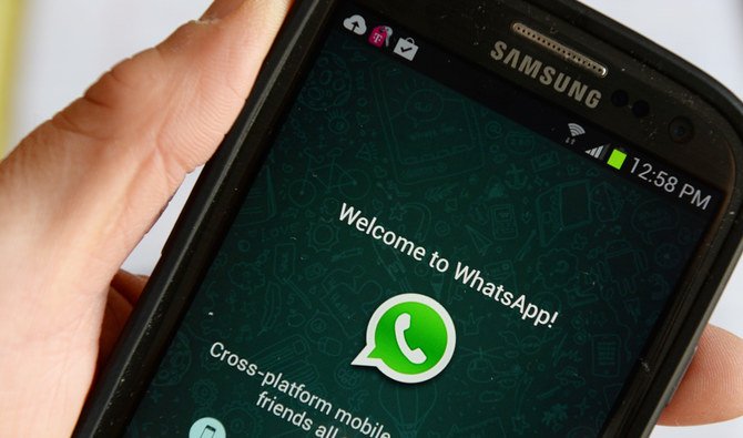 In this file photo taken on February 20, 2014 logo of WhatsApp is seen on a smartphone in New York. (AFP)
