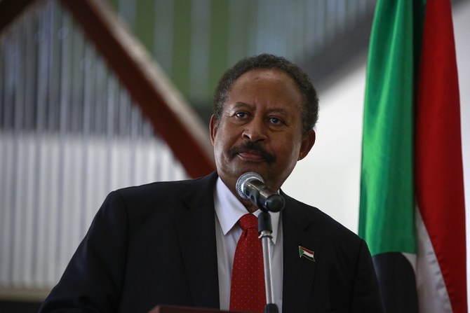 Sudanese Prime Minister Abdalla Hamdok addresses the press after meeting with his Egyptian counterpart (unseen) in Sudan's capital Khartoum, on August 15, 2020. (File/AFP)