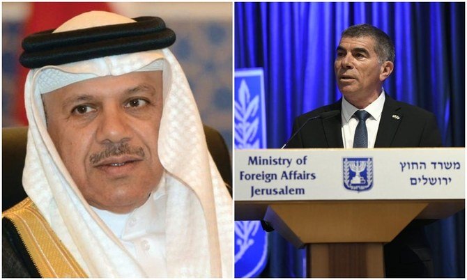Bahrain’s FM Abdullatif bin Rashid Al Zayani and Israel’s FM Gabi Ashkenazi. (File/WAM/AFP)