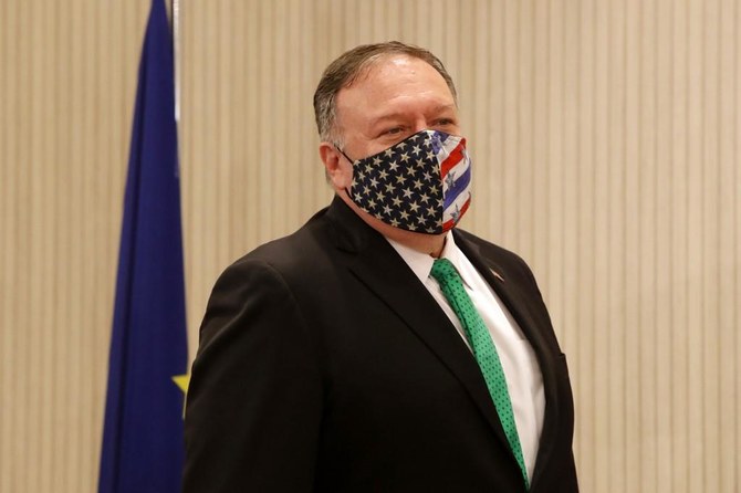 “The United States has assumed its responsibility and we will stop Iran buying Chinese tanks and Russian air defense systems and then selling weapons to Hezbollah (and) torpedoing President Macron’s efforts in Lebanon,” Pompeo told France Inter radio. (File/AFP)