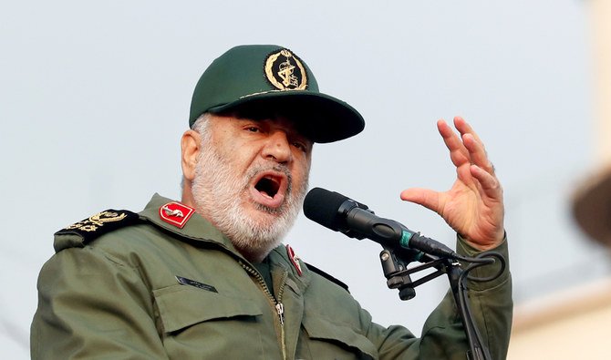 On this Monday, Nov. 25, 2019 file photo, Chief of Iran's Revolutionary Guard Gen. Hossein Salami speaks at a pro-government rally, in Tehran, Iran. (AP)
