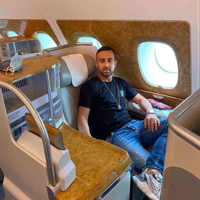 Sabia, 27, posted an image of himself on a Dubai-bound Emirates flight confirming his transfer from China’s Guangzhou R&F. (Instagram: @diaasabia10)