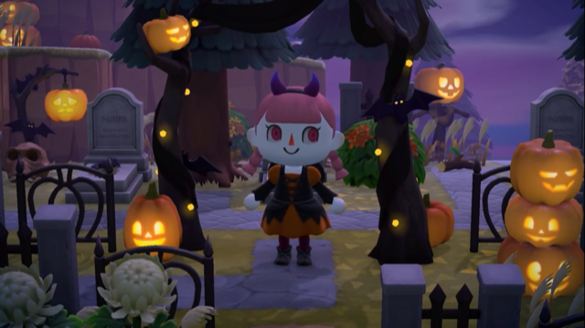 Players will be able to dress up in their Halloween costumes, eat the candy and use their gardening skills in a new pumpkin patch activity. (Screenshot)