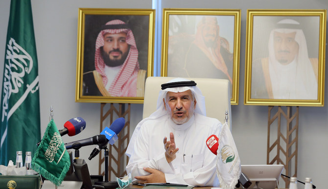 Abdullah bin Abdulaziz Al Rabeeah, Supervisor General of the King Salman Center for Relief and Humanitarian Aid, gestures as he signs an agreement with the World Food Programme for Yemen, in Riyadh, Saudi Arabia September 17, 2020. (Reuters)