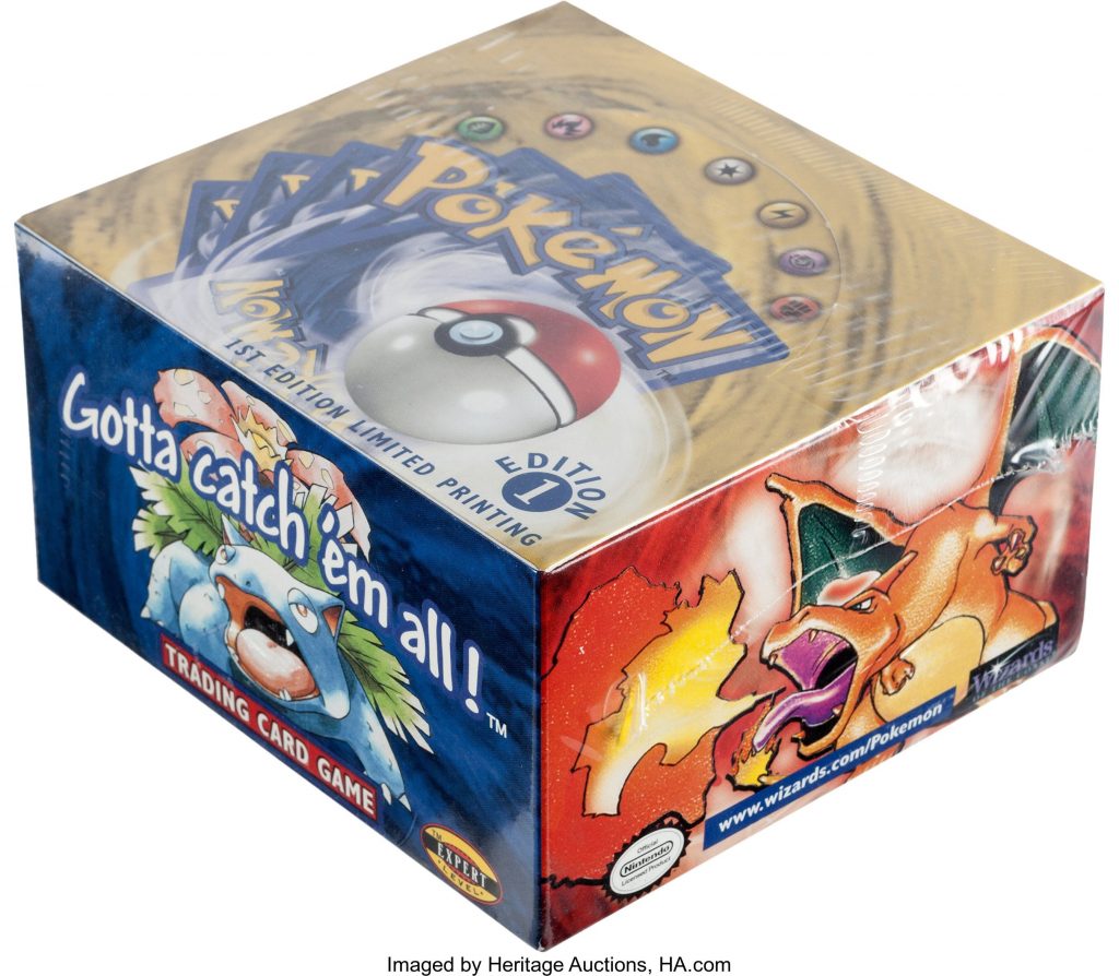 The 1999 Pokémon First Edition Base Set Sealed Booster Box that sold for $198,000 at Heritage Auctions' Comics & Comic Art Auction. (Heritage Auctions)