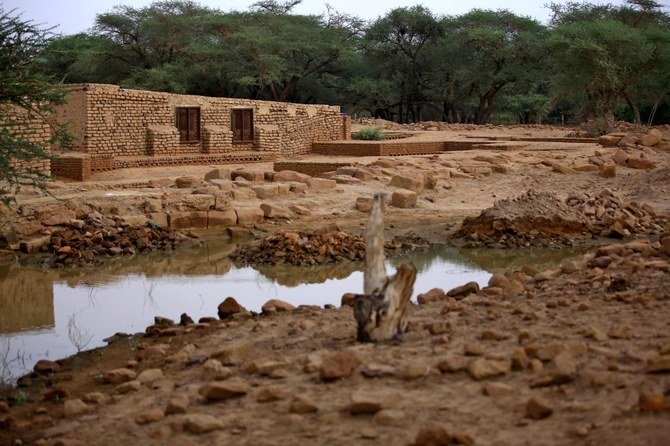 Flood water fills a ditch in the ancient royal city at the archaeological site of Meroe, in the Sudanese al-Bajrawia area in the River Nile State, 300km north of the capital, on September 9, 2020. (AFP)