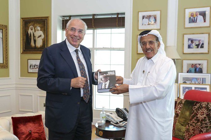 Khalaf Ahmad Al-Habtoor welcomes Ampa Group’s co-owner, chairman and CEO Shlomi Fogel at the hospitality conglomerate’s Dubai headquarters. (Supplied)