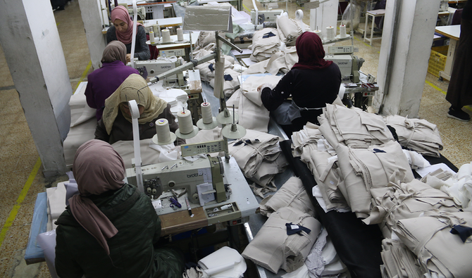 Female laborers are seen working in a factory in Jordan. (Supplied)