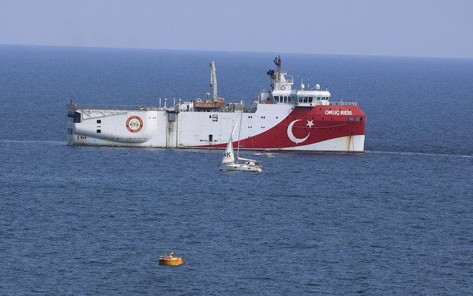 Turkey's research vessel, Oruc Reis has left a disputed area of the eastern Mediterranean that has been at the heart of a summer stand-off between Greece and Turkey over energy rights. (AP/File)