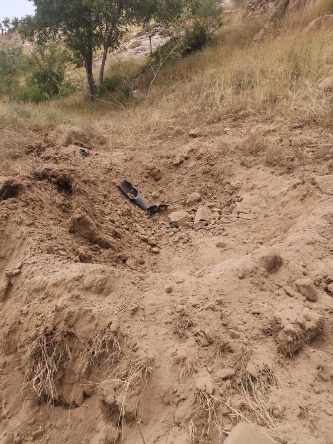 Iranian-backed Houthi militia launched missile from inside Yemeni territories toward one of the border villages in Al-Ardha governorate in Jazan, southwestern Saudi Arabia. (Twitter/@SaudiDCD)